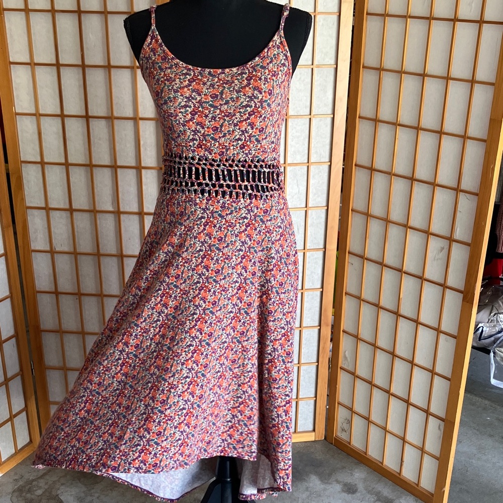 American Rag Floral High Low Dress with Crochet Detail